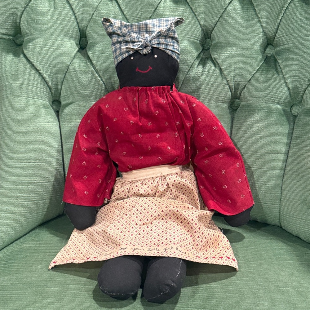 Charming Vintage folk art African American rag doll made from kit - Super cute!